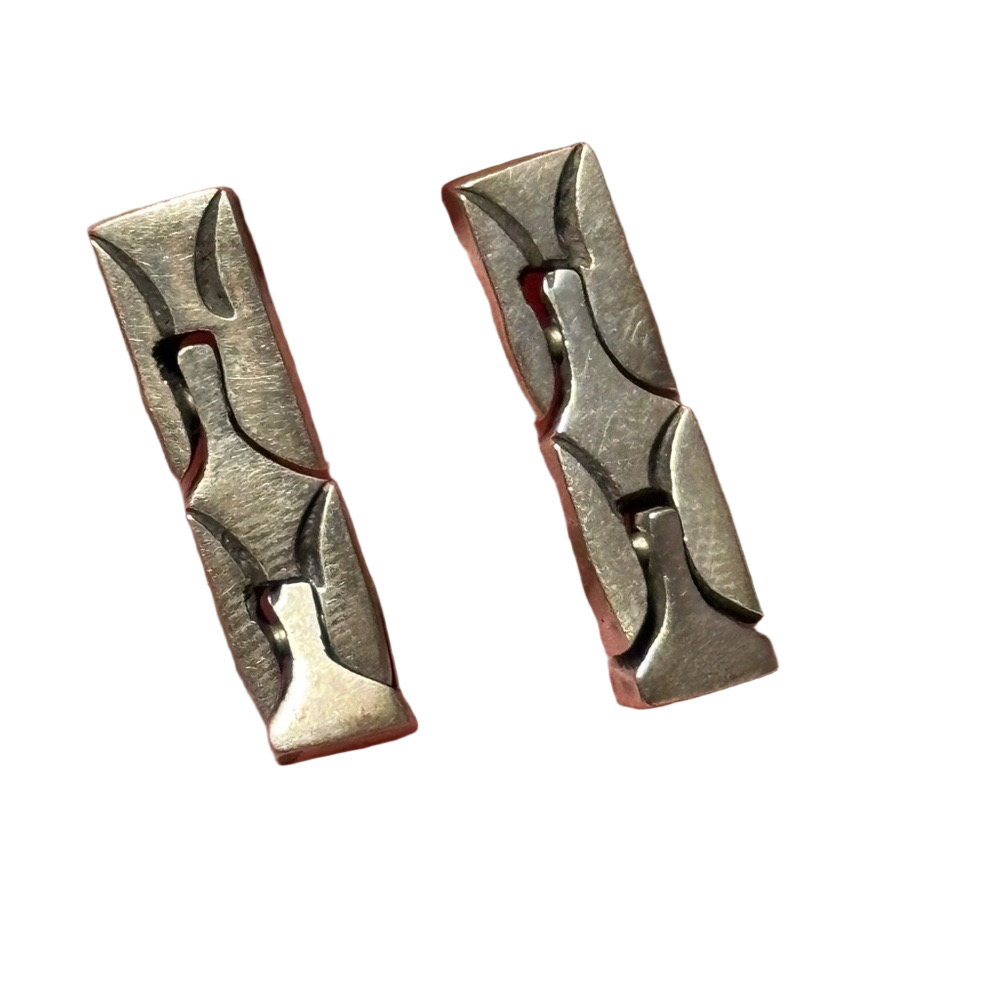 Vintage Mexican Sterling Silver Modernist Earrings – 925 Taxco Style